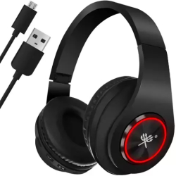 Herní černé RGB sluchátka s vestavěným mikrofonem - Bluetooth