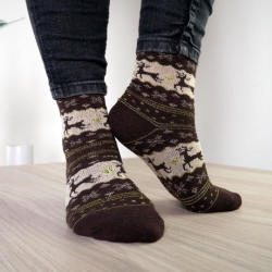 Vánoční ponožky s norským vzorem - hnědé