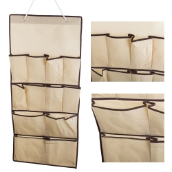 Wiszący organizer z 12 kieszonkami 90 x 45 cm - beżowy