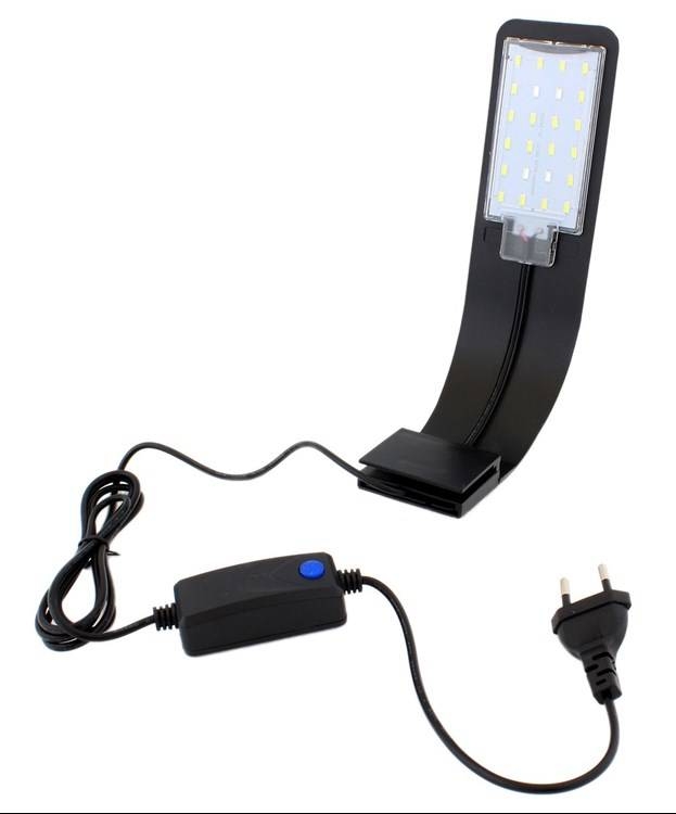 Úsporná LED lampa do akvária 10W 24 LED s klipem - černá (APT)