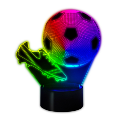 Noční lampa ve tvaru fotbalového míče s kopačkou 