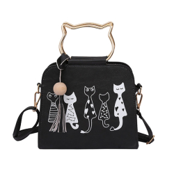 Dámská kabelka s kočičím vzorem - černo-zlatá