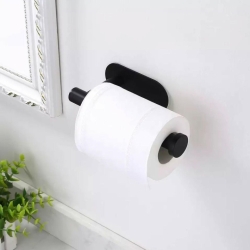 Praktický držák na toaletní papír černý - samolepící