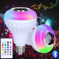 Farebná RGB LED žiarovka 4,5W s reproduktorom - E27