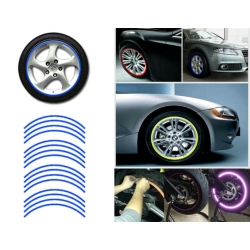 Reflexní samolepící pásky na kola a pneumatiky - 16 ks 8 mm modré