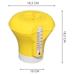 Dávkovací plavák na chemii 2v1 do bazénu s teplomerom