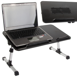 Nastavitelný stolek pro notebook s chladícím ventilátorem - černý