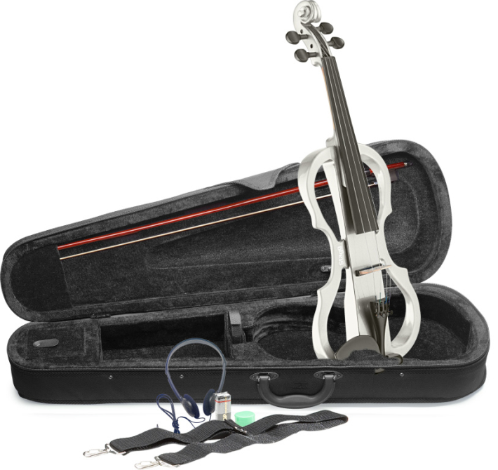 Stagg EVN X-4/4 WH, elektrické housle s pouzdrem a sluchátky, bílé