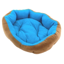 Kulatý polstrovaný pelíšek pro psa - 33 x 38 cm hnědo-modrý