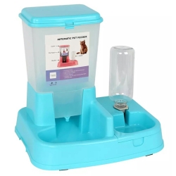 Automatický dávkovač krmiva a vody pro domácí mazlíčky - modrý zásobník