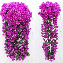 Wiszący luksusowy dekoracyjny bukiet z orchidei - purpurowy