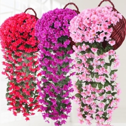 Wiszący luksusowy dekoracyjny bukiet z orchidei - purpurowy