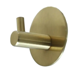 Samolepící kovový koupelnový háček - zlatý (kulatá nalepovací plocha)
