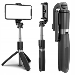 Bluetooth selfie tyč a stativ na dálkové ovládáním - černá