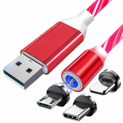 3v1 Magnetický nabíjecí USB kabel s LED podsvícením