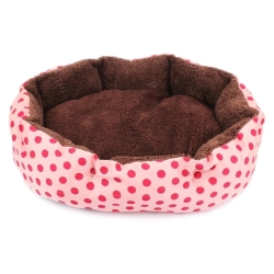 Kulatý pelíšek pro psa s puntíky - růžový