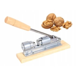 Nastavitelný ocelový louskáček na ořechy s dřevěnou základnou