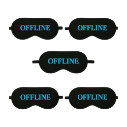 5x Maska na spaní OFFLINE - černá s nápisem