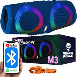 Bezdrôtový bluetooth RGB reproduktor - M3 modrý