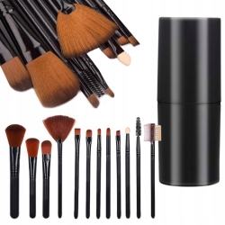 Sada štětců na make-up s pouzdrem - 12 ks