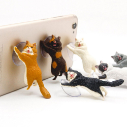 Držák na telefon s přísavkou - kočka bílá 6,4 cm