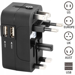 Univerzálny cestovný adaptér do zásuvky - 2x dual-USB