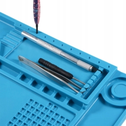 Silikonová pracovní podložka s magnetickými přihrádkami - 45×30 cm modrá