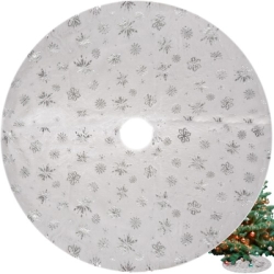 Podložka pod vánoční stromeček 90 cm - bílá se stříbrným motivem