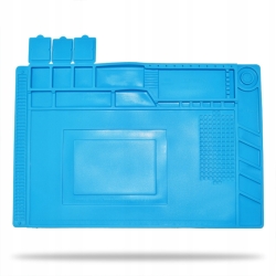 Silikonová pracovní podložka s magnetickými přihrádkami - 45×30 cm modrá