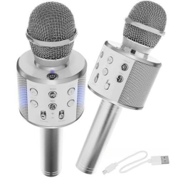 Karaoke mikrofon s reproduktorem Izoxis - stříbrný (ISO)