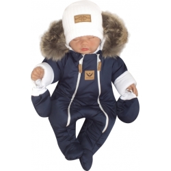 Z&Z Zimní kombinéza s dvojitým zipem, kapucí a kožešinou + rukavičky, Angel