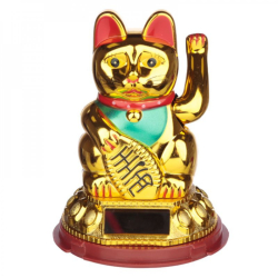 Čínská kočka štěstí - solární soška Maneki Neko