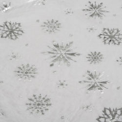 Podložka pod vánoční stromeček 90 cm - bílá se stříbrným motivem