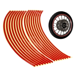 Reflexní nalepovací pásky na kola - červené 16 Ks (APT)