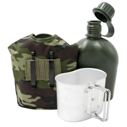 Vojenská outdoorová láhev na vodu 1L s víkem - ochranné pouzdro