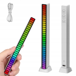 USB LED neonová lišta RGB bílá 18 režimů - 181 mm x 16 mm x 18 mm